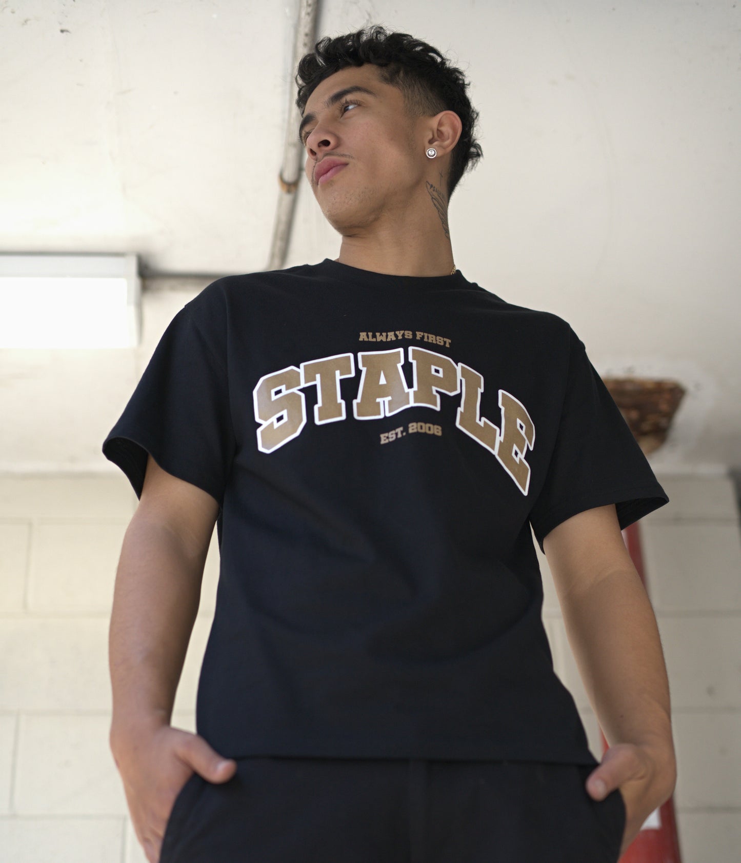 Staple Heavy College Tee Black Metallic Gold