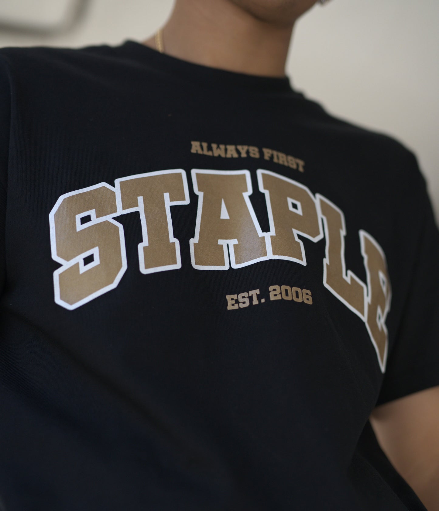 Staple Heavy College Tee Black Metallic Gold