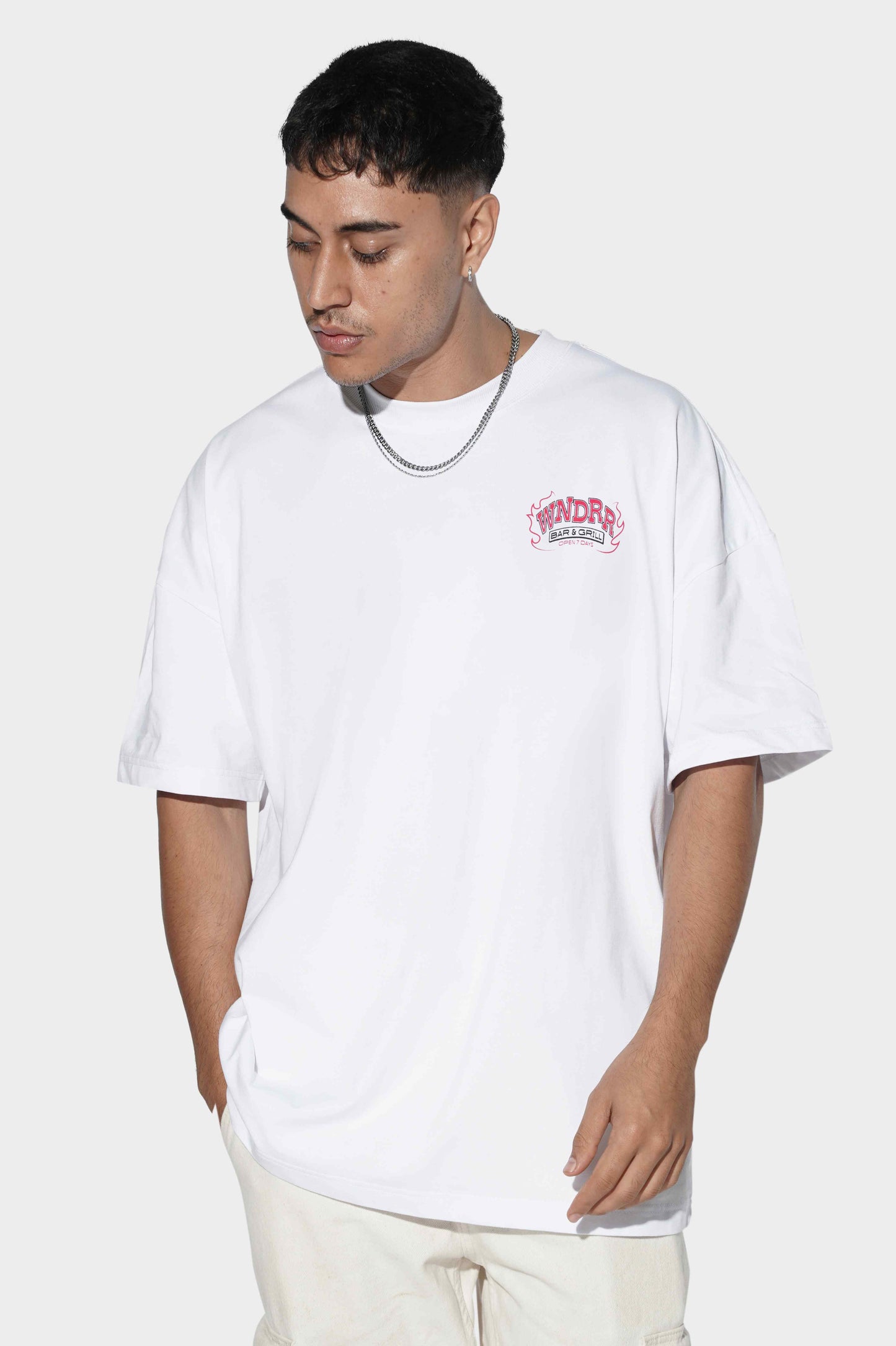 WNDRR Bar & Grill Box Fit Tee White