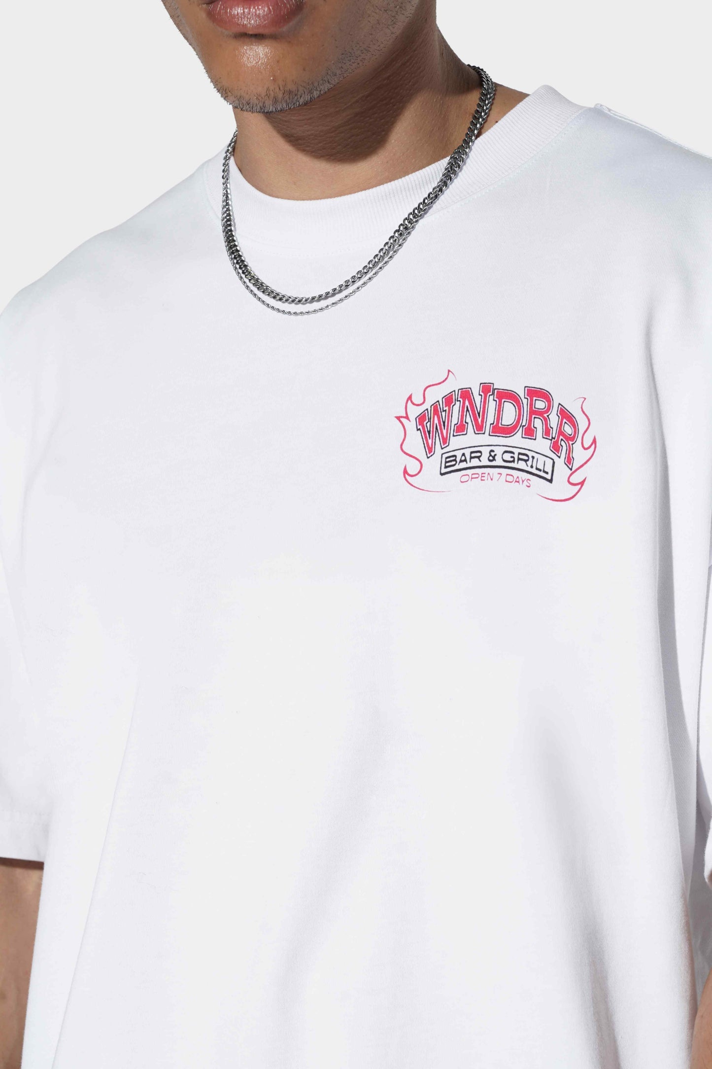 WNDRR Bar & Grill Box Fit Tee White