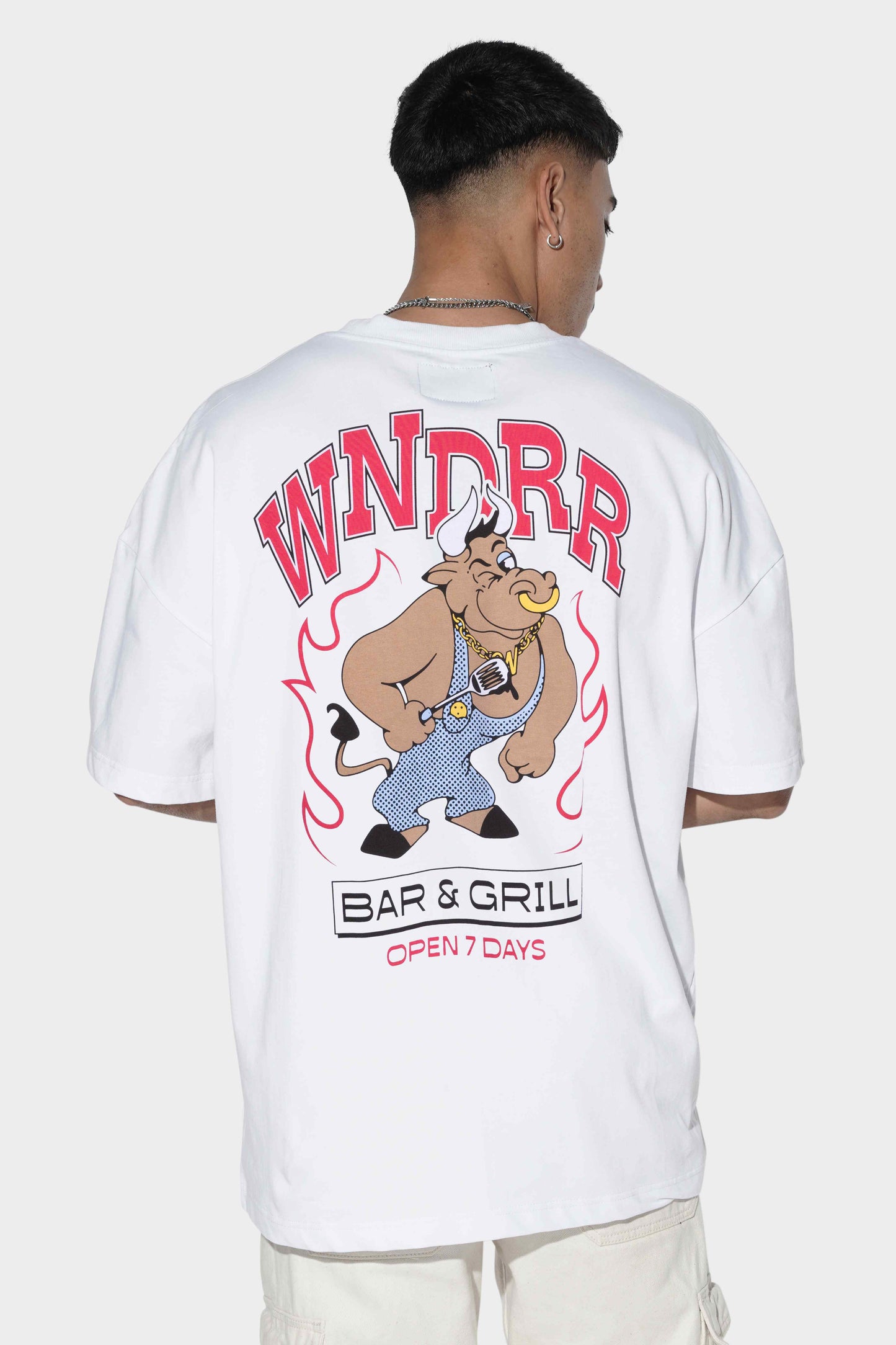 WNDRR Bar & Grill Box Fit Tee White