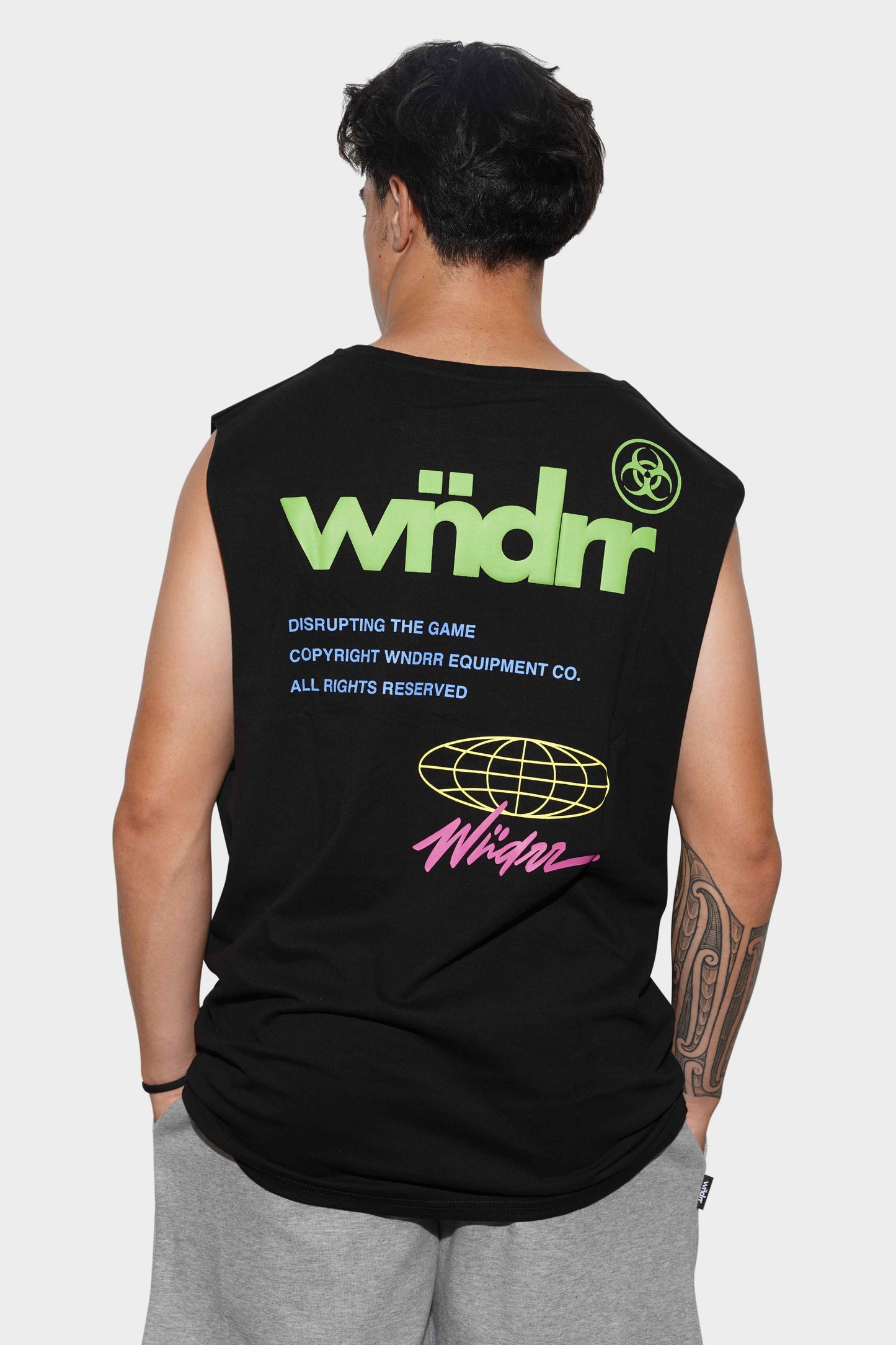 WNDRR Illegible Muscle Top Black