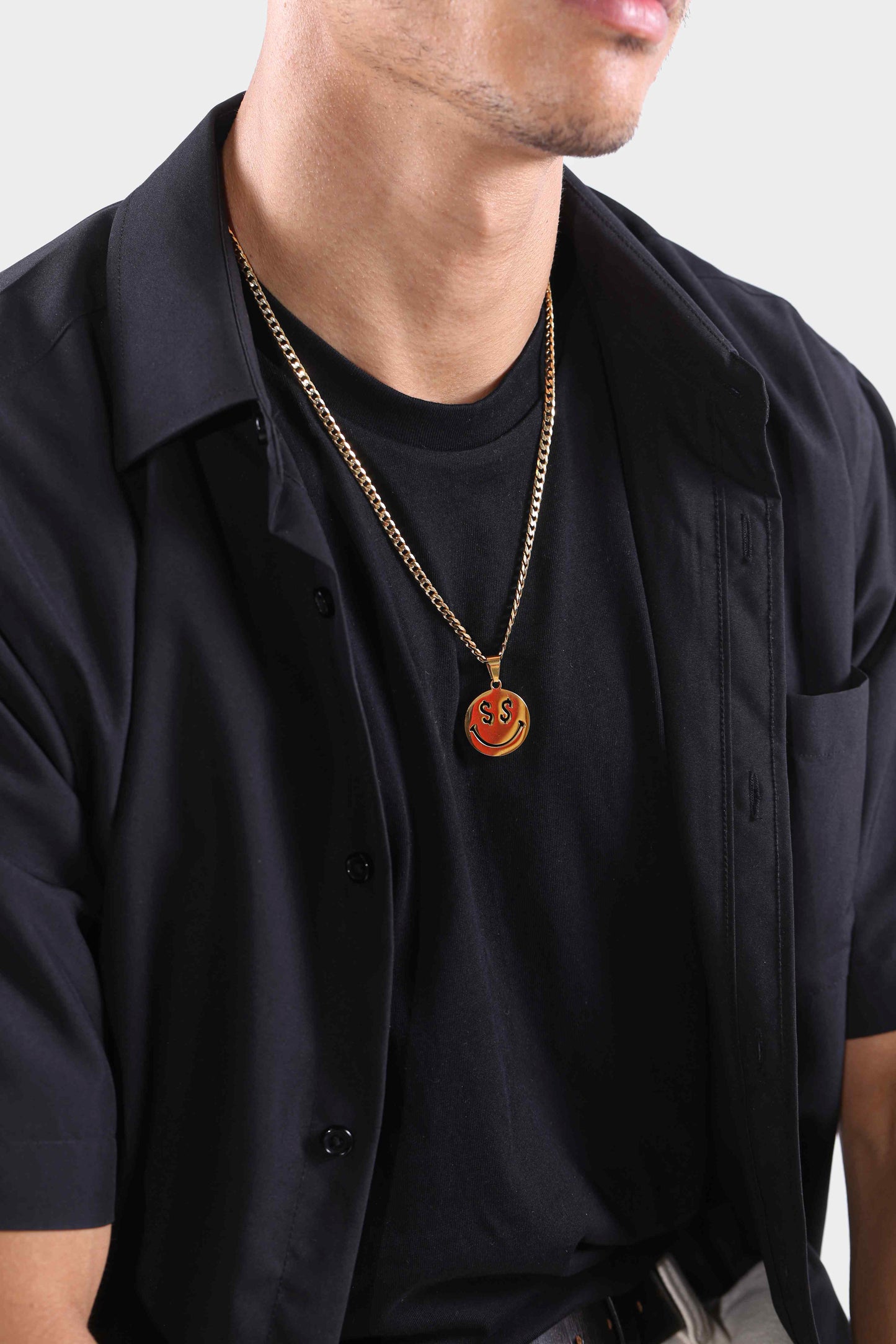 Staple 18K Gold Stainless Steel Dollar Smile Pendant