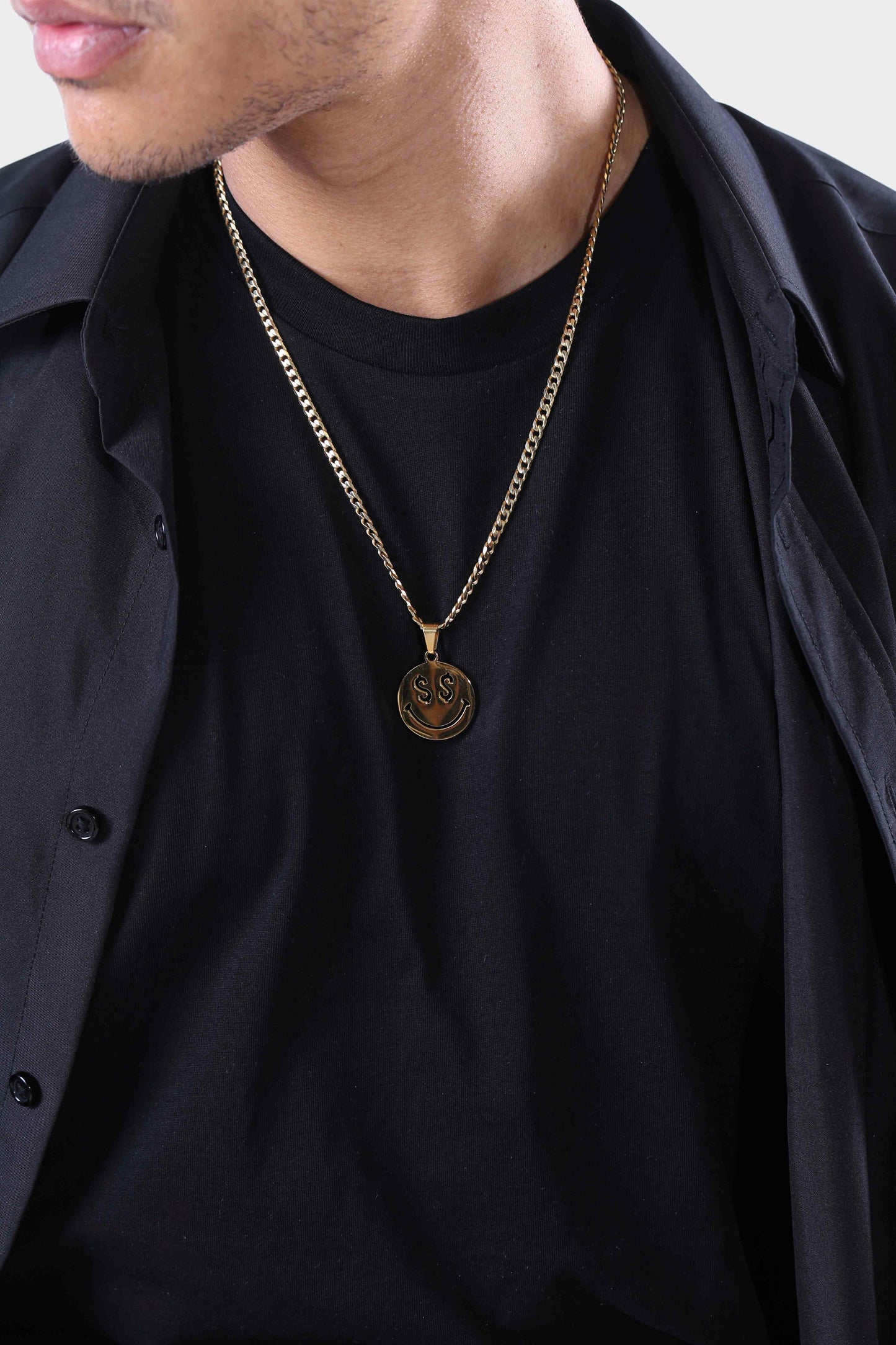 Staple 18K Gold Stainless Steel Dollar Smile Pendant