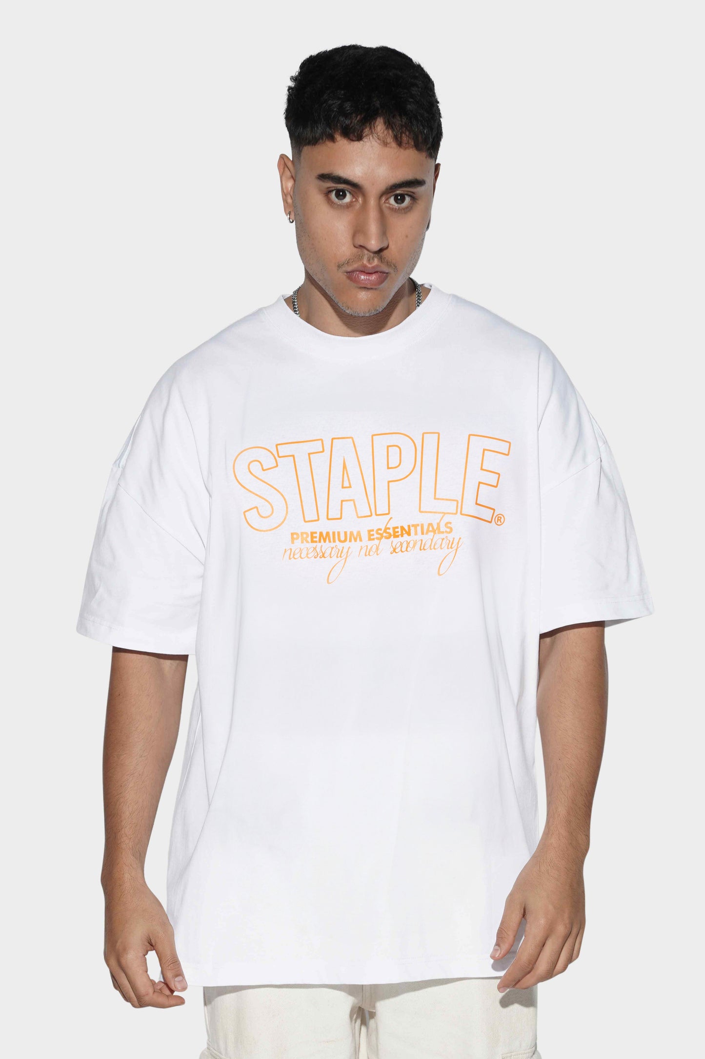 Staple Premium Essentials Tee White Orange L