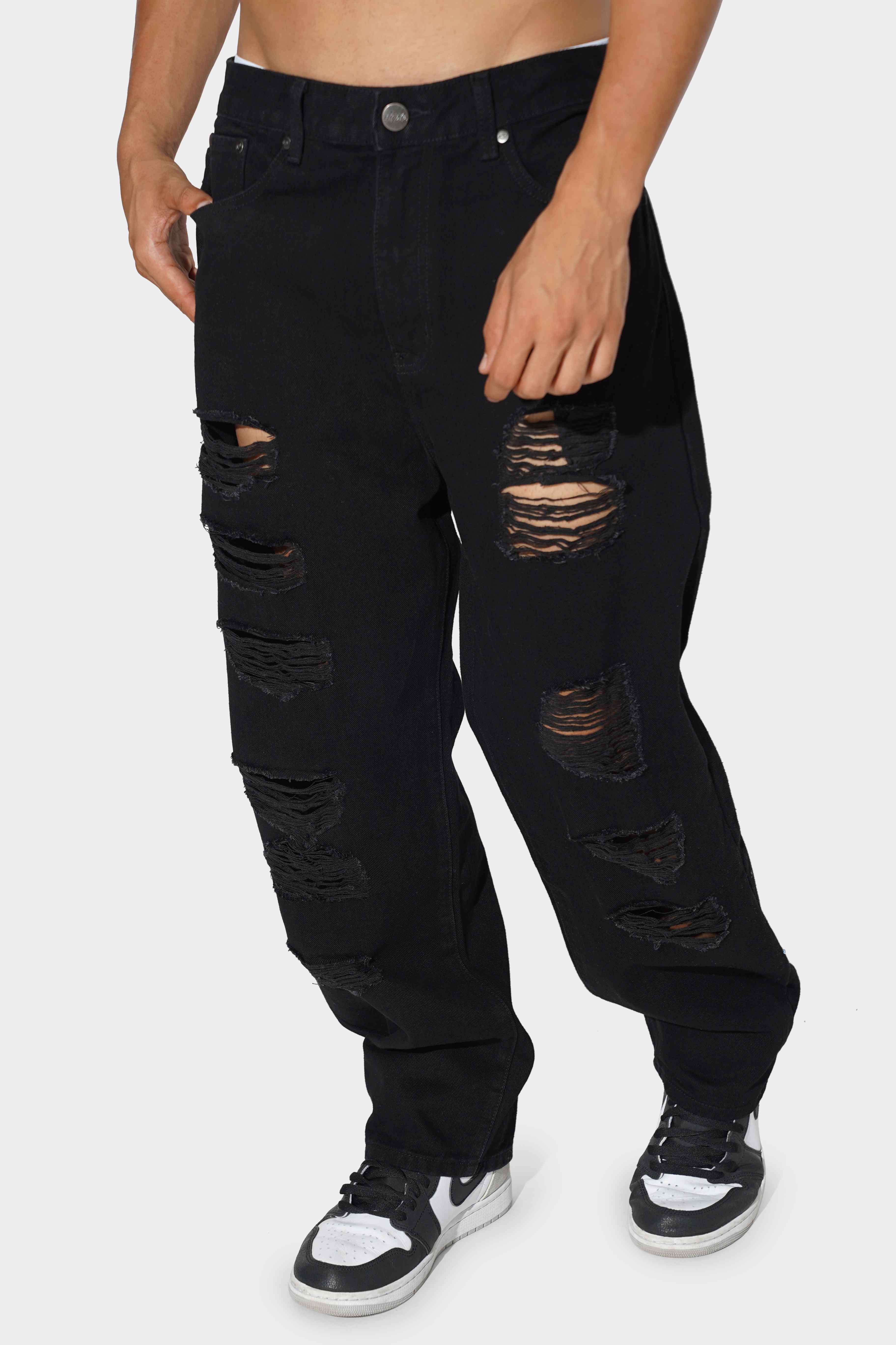 Staple Distraught Baggy Jeans Black