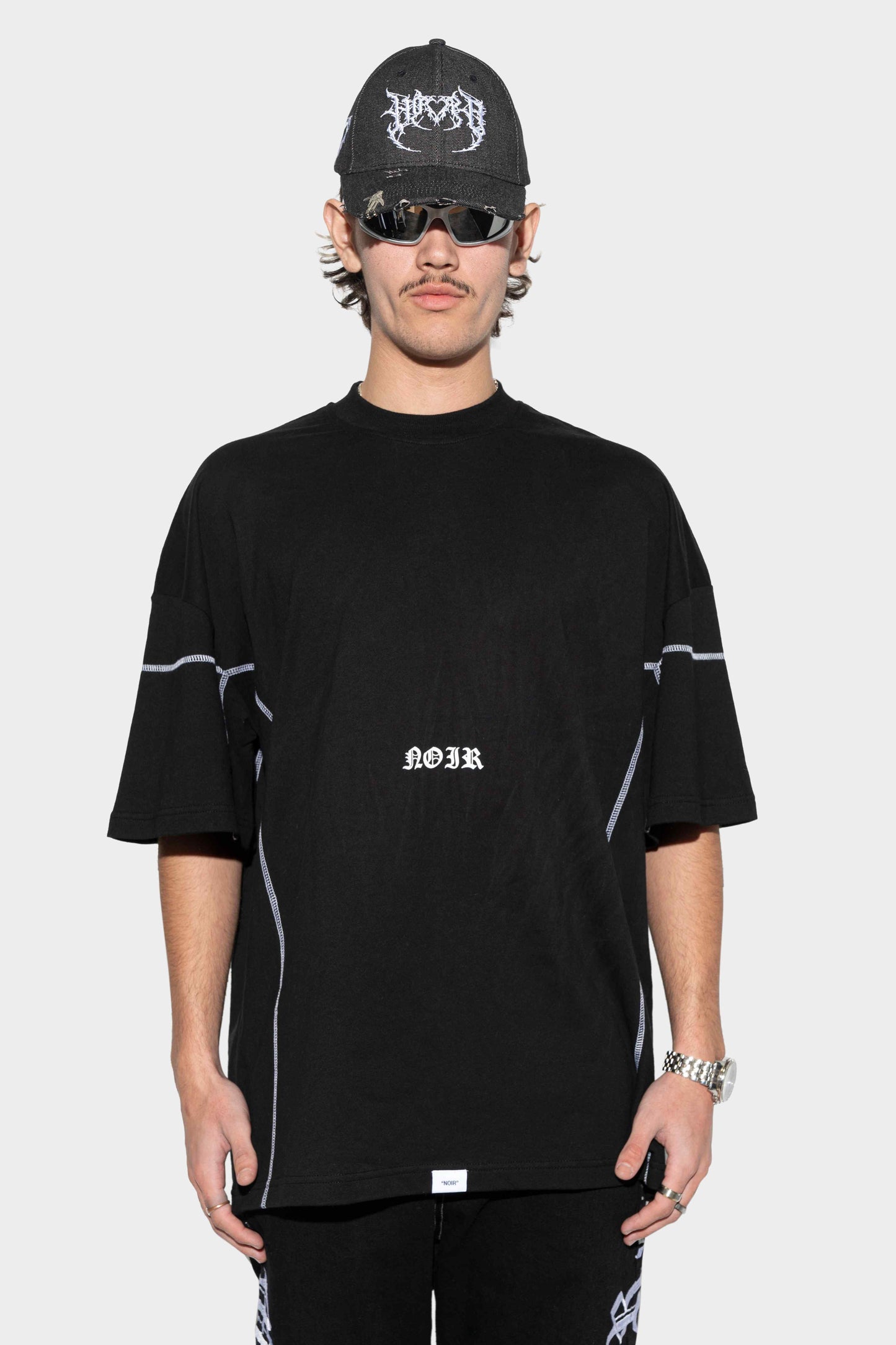 Noir Contrast Stitch Tee Black/White