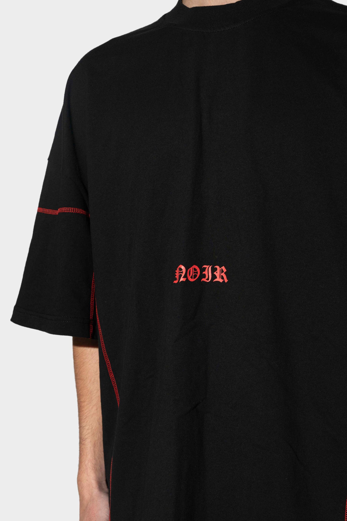 Noir Contrast Stitch Tee Black/Red