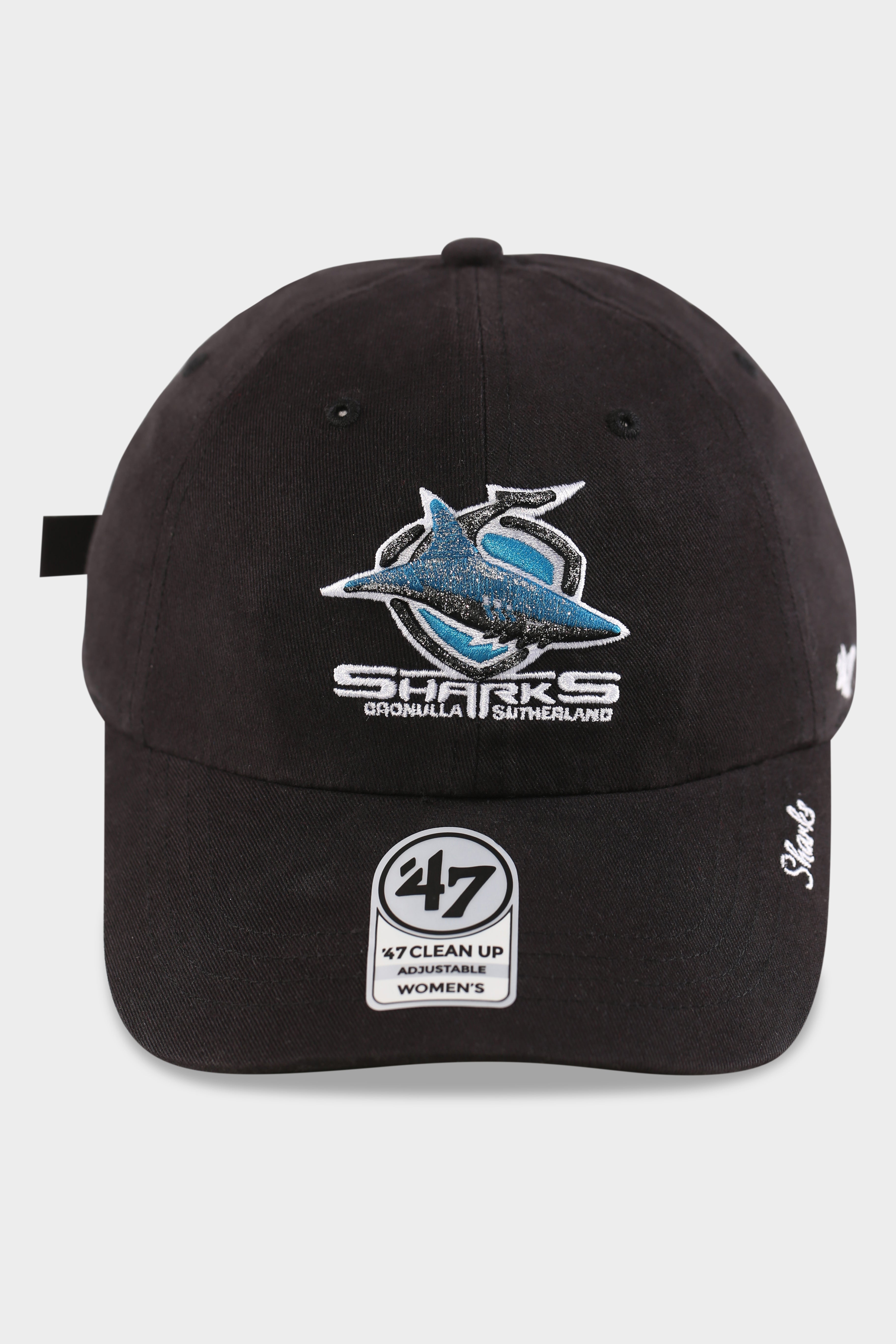 47 Brand Cronulla Sharks Glitter Logo Clean Up Black Strapback